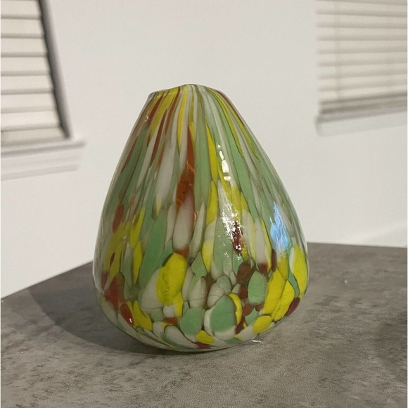 Confetti Swirled Art Glass Oil / Reed Diffuser or Bud Vase Handblown - Picture 5 of 10